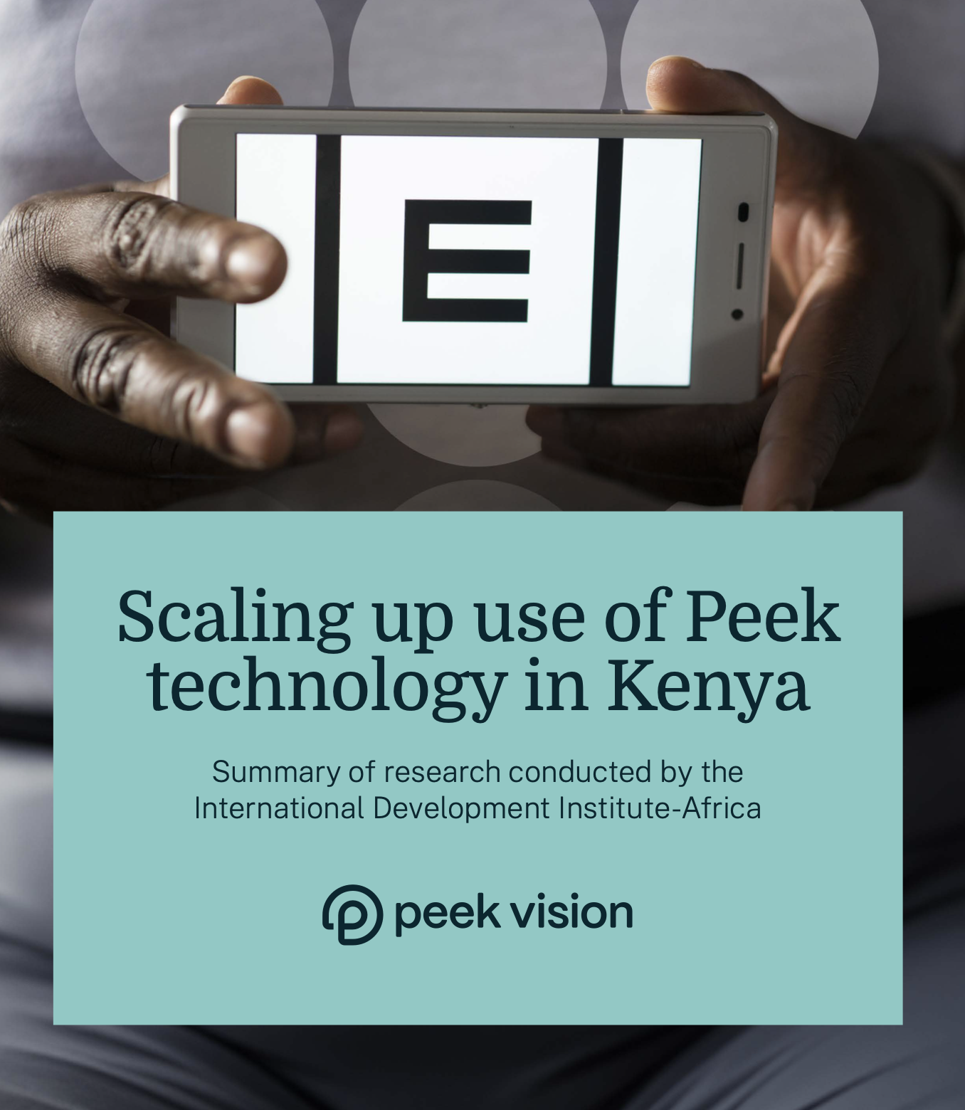 Cover of a summary of research entitled: Scaling up use of Peek technology in Kenya
